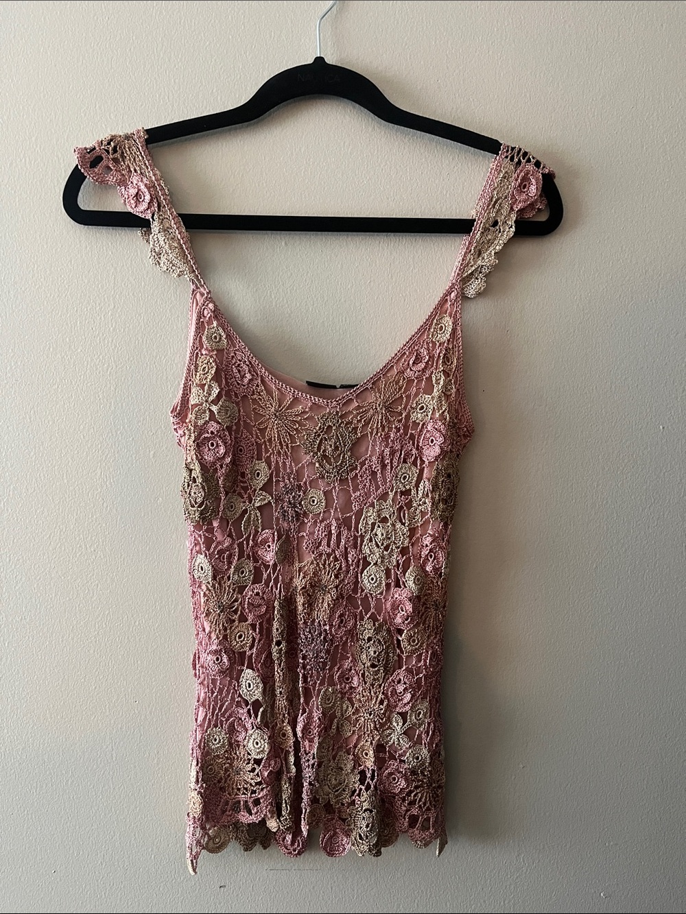 Vintage Pink Lace Crochet Top